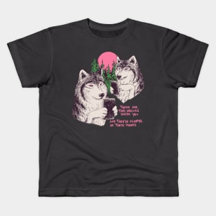 Two Wolves On Their Phones Kids T-Shirt